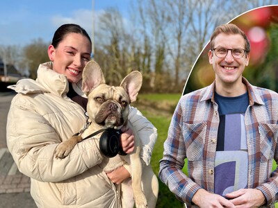 Jaycey (21) wandelt met loops hondje Sky: ‘Binnen zonder bellen? Buiten zonder ballen!’