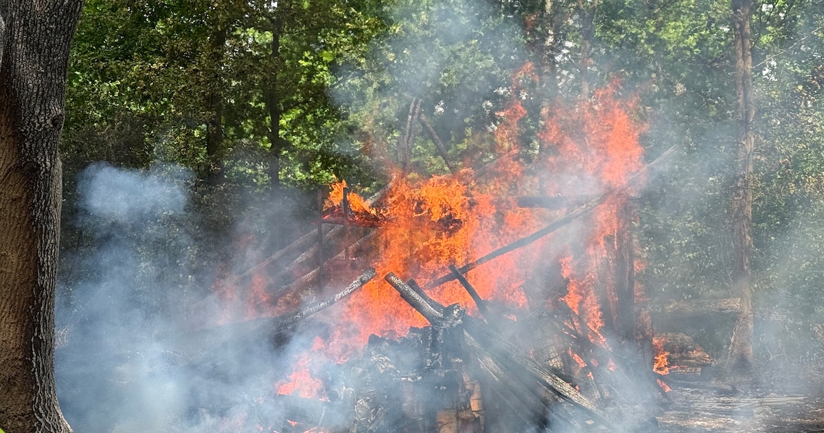 Leerkracht ontdekt brand bij heempark naast school, gebouw verloren: ‘Dit moet al uren hebben gebran