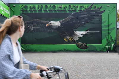 Adelaar met handgranaat? Nieuwste muurschildering van Tilburg staat bol van de testosteron