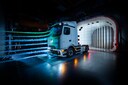 De Mercedes eActros 600 is uitgebreid in de windtunnel getest, om met slimme vormgeving de luchtweerstand zoveel mogelijk te beperken.