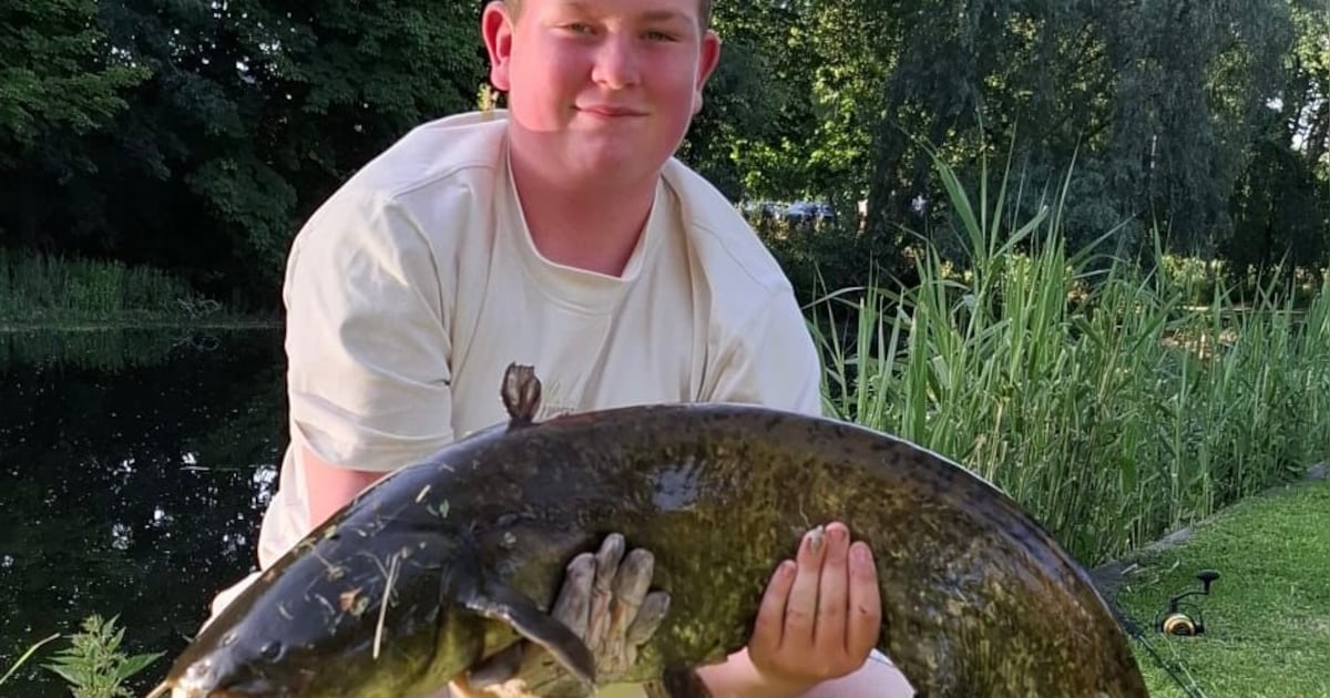 ‘Mijn dobber schoot weg’: Levy (14) vangt gevreesde grachtrover en wordt held van de visclub