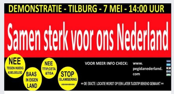 Pegida kondigt een demonstratie aan in Tilburg.