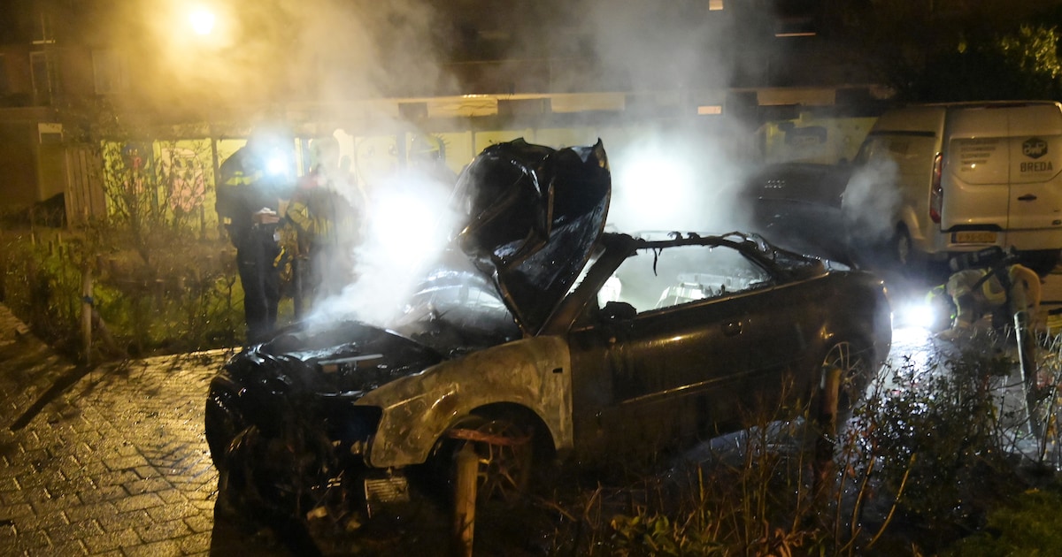Geparkeerde auto in Breda volledig uitgebrand: omwonenden hoorden harde knal