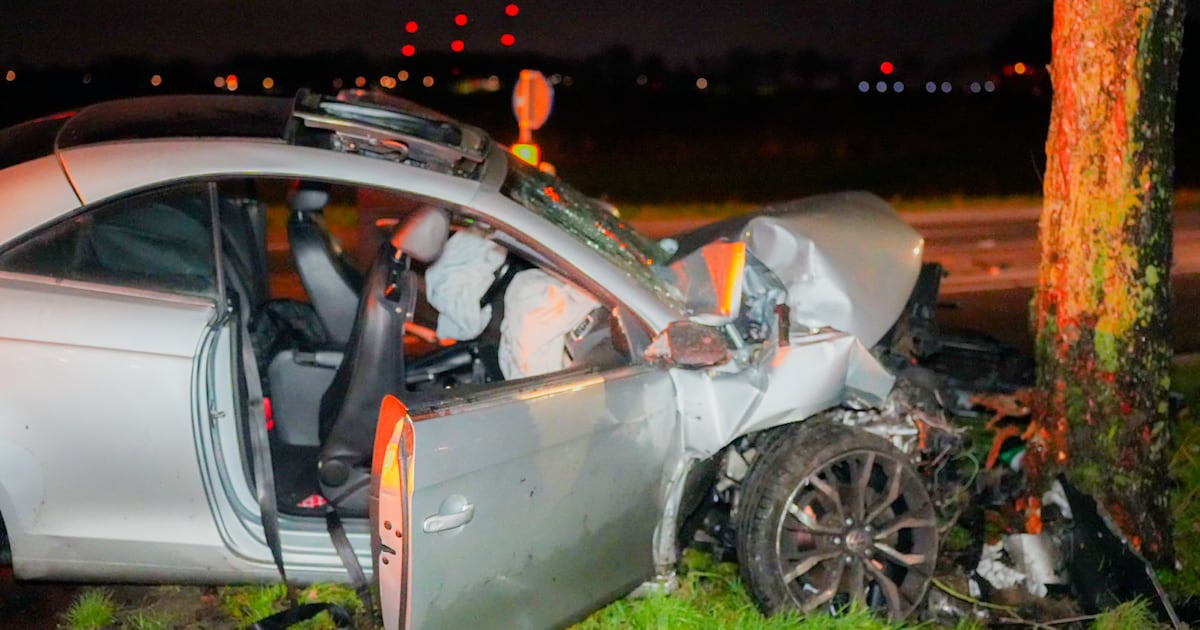 Auto rijdt frontaal tegen boom in Rosmalen, drie gewonden onder wie een kind
