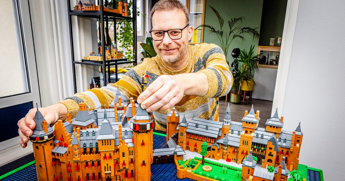 Na twaalf pogingen en tienduizend steentjes heeft Jan perfecte replica van kasteel: ‘Ben geen fanati