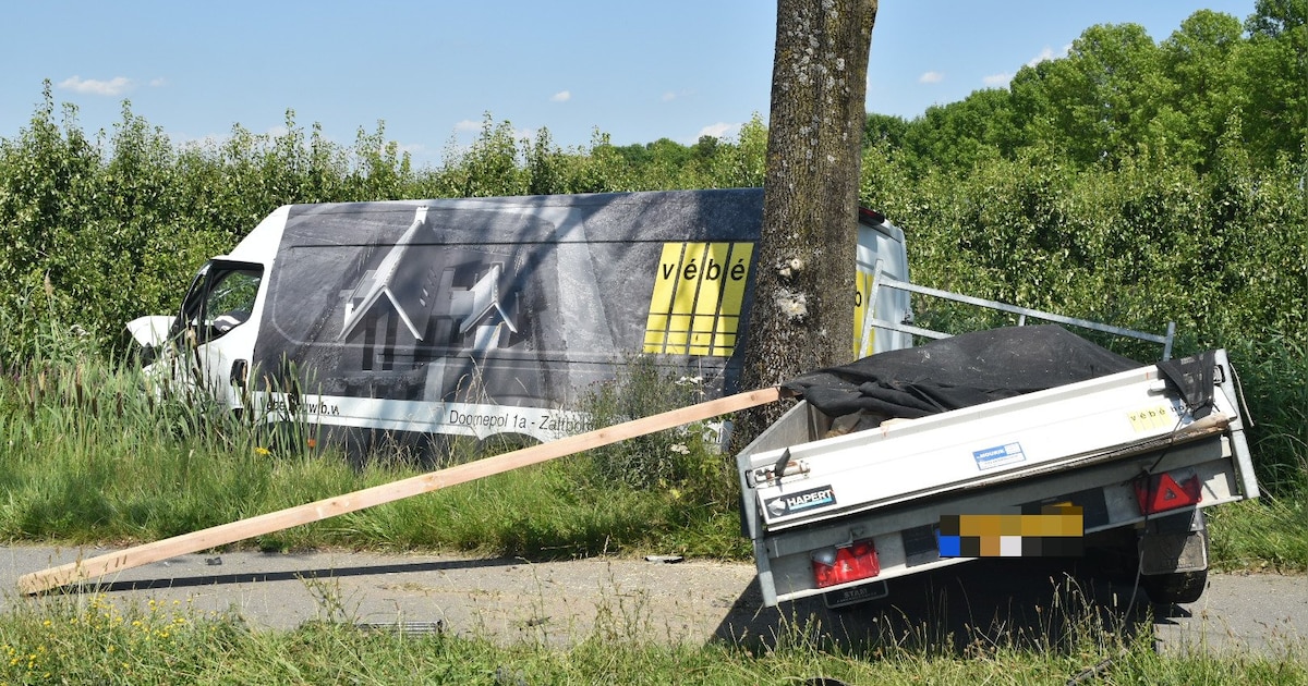 Bestelbus in de sloot na frontale aanrijding op N322 in Rossum.