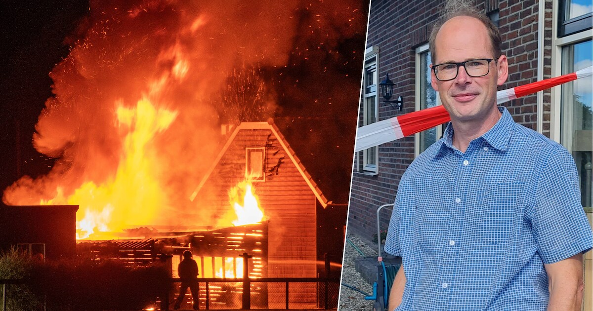 Familie met 7 kinderen en oma (88) nét op tijd wakker door knallen: metershoge vlammen bedreigen hui