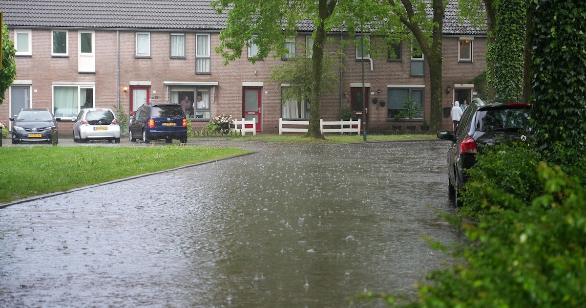 Woonwijk in Rijen onder water door hevige regenval, ook overlast in Bergen op Zoom | Regio | BD.nl