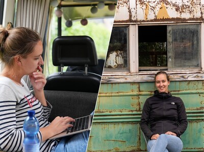 Djura (32) zegde haar woning op, verkocht al haar meubels en reist nu de wereld rond in haar bus Bru