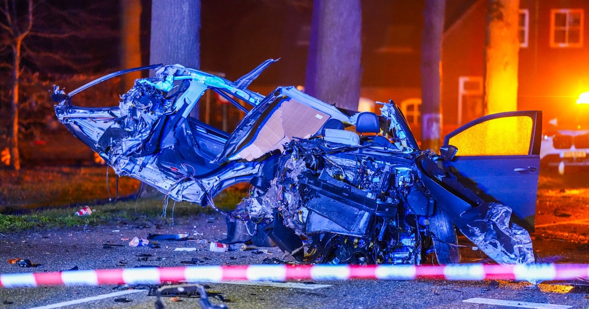 Man gewond na crash tegen boom in Sint-Oedenrode, van auto bijna niets over | 112 nieuws Meierijstad
