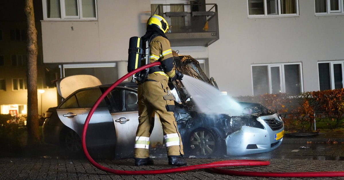 Geparkeerde auto brandt volledig uit na mogelijke aanrijding in Den Bosch
