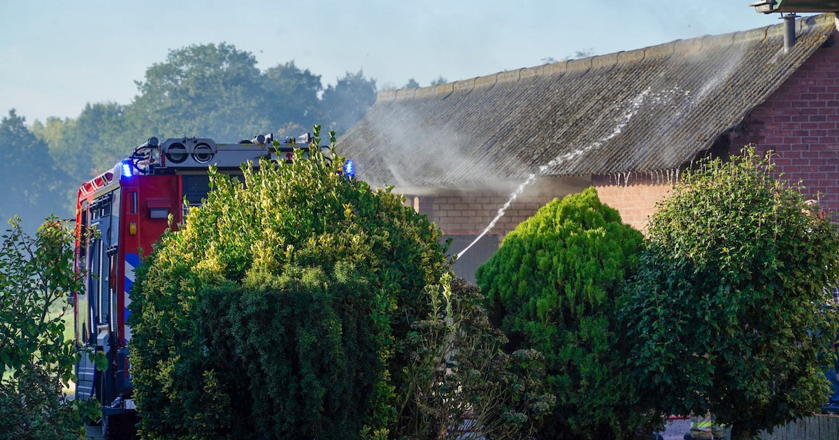 Brand breekt uit in schuur in Heesch, dak met asbest gecontroleerd