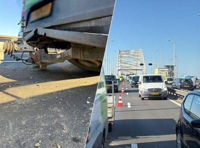 Lange file op A27 door ongeval op Merwedebrug